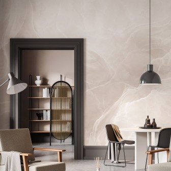 Fototapet cu aspect de marmură blush într-un living modern
