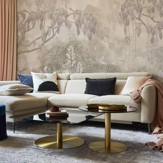 Tapet cu design glicină într-un living modern