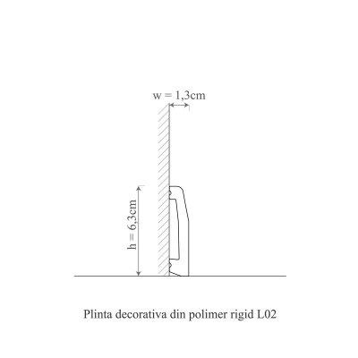 Plintă decorativă albă din polimer rigid