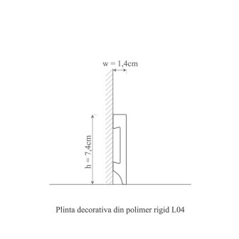 Plintă decorativă albă din polimer rigid la baza peretelui