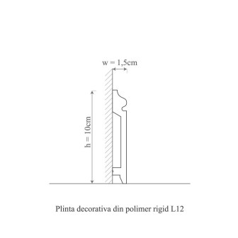 Plintă polimer rigid Allegria L12, 10 x 1.5 x 200 cm