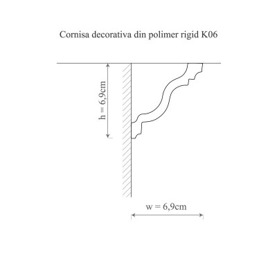 Cornișă polimer rigid Allegria K6, 6.9 x 6.9 x 200 cm